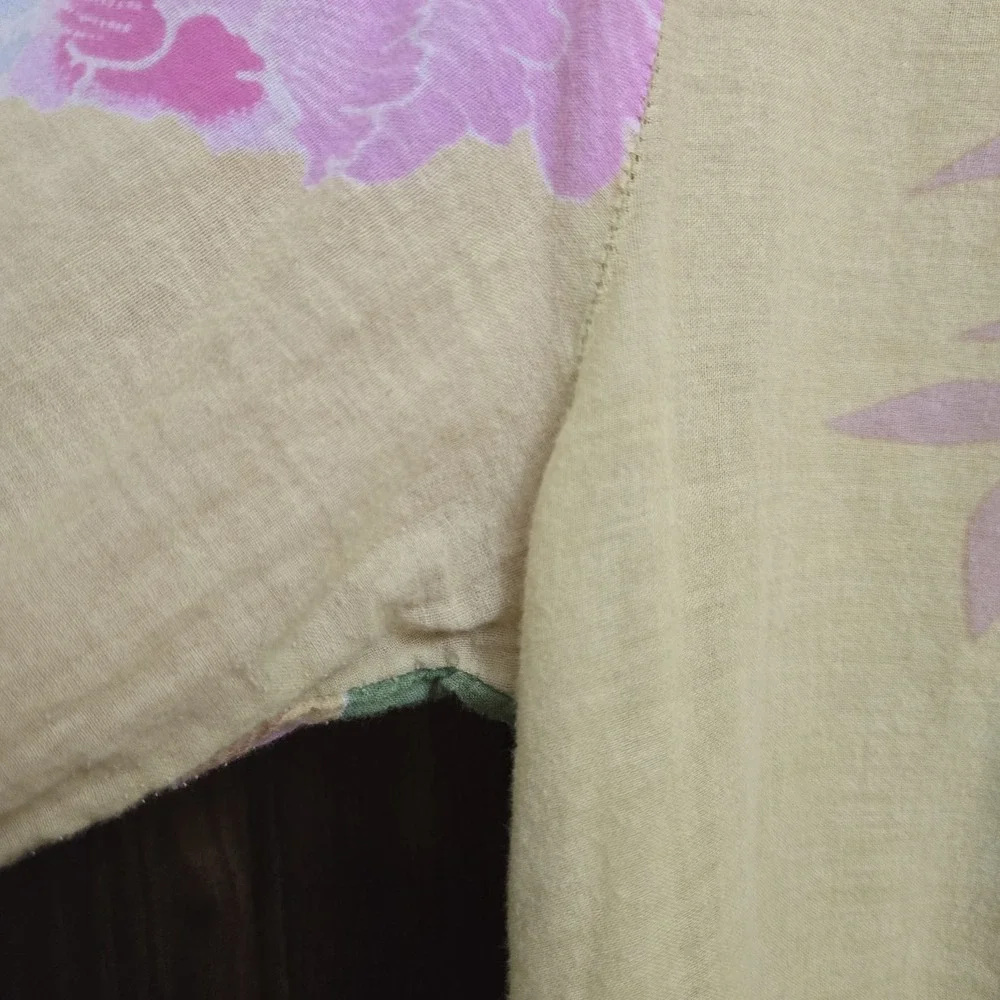Sundance Floral Pintuck Pleated Button Up Tunic Top Boho Airy Artsy‎ Pockets L - Picture 13 of 16